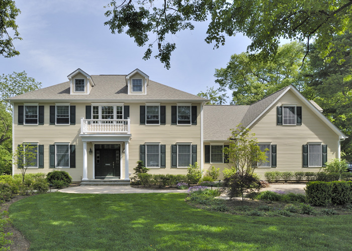 Exterior photo of a large colonial style modular home