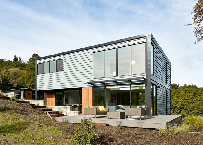 Exterior photo of a modern custom built modular home