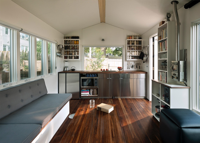 Interior photo of a modular tiny home